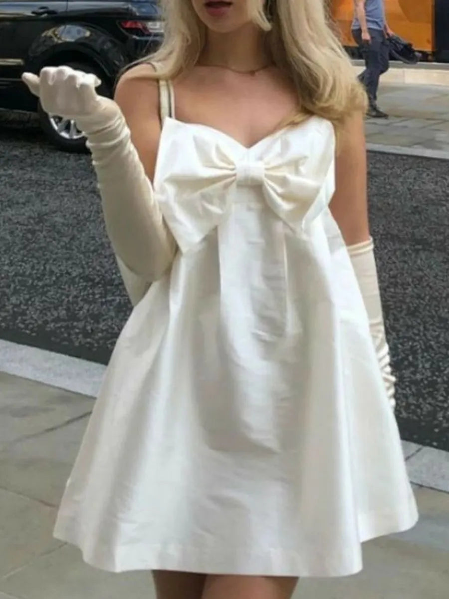 White Cami Bow Mini Dress