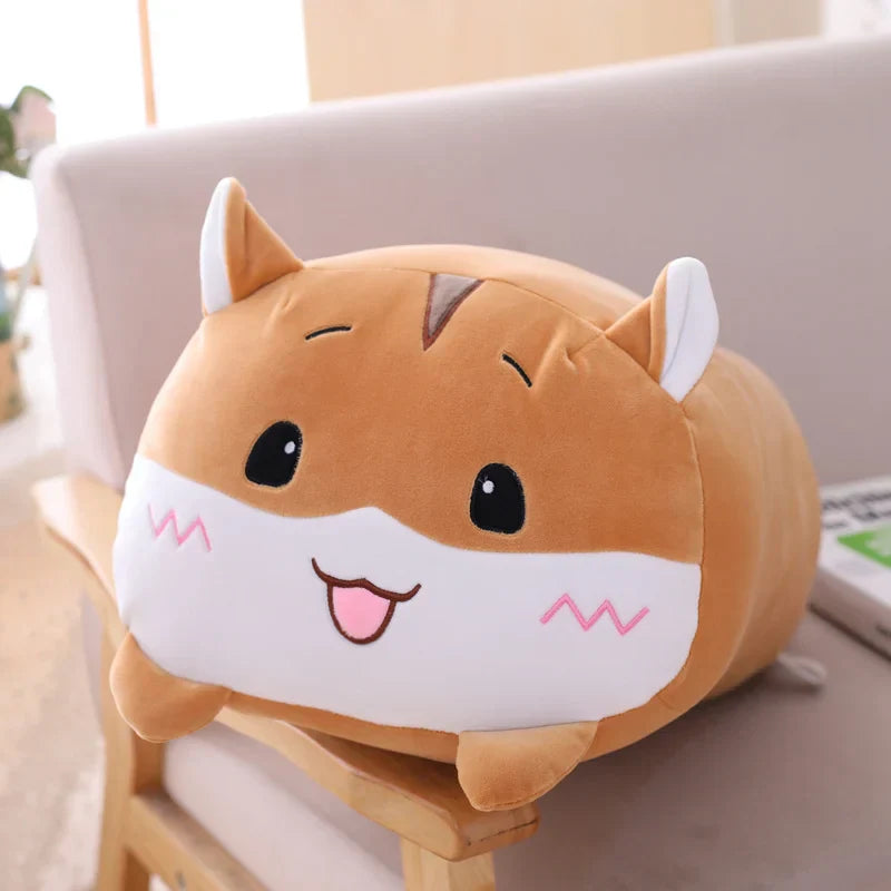 Huge Plush Animal Pillows - Adorable Cat, Piggy & Hamster Cushions