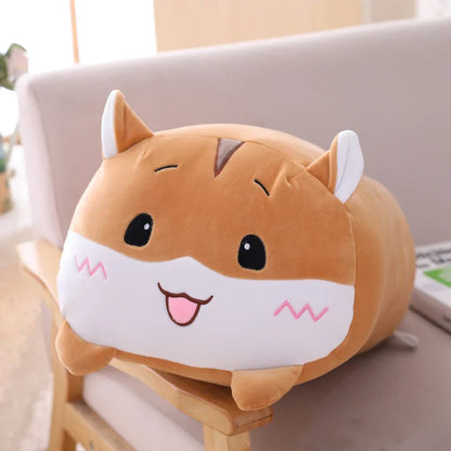 Huge Plush Animal Pillows - Adorable Cat, Piggy & Hamster Cushions