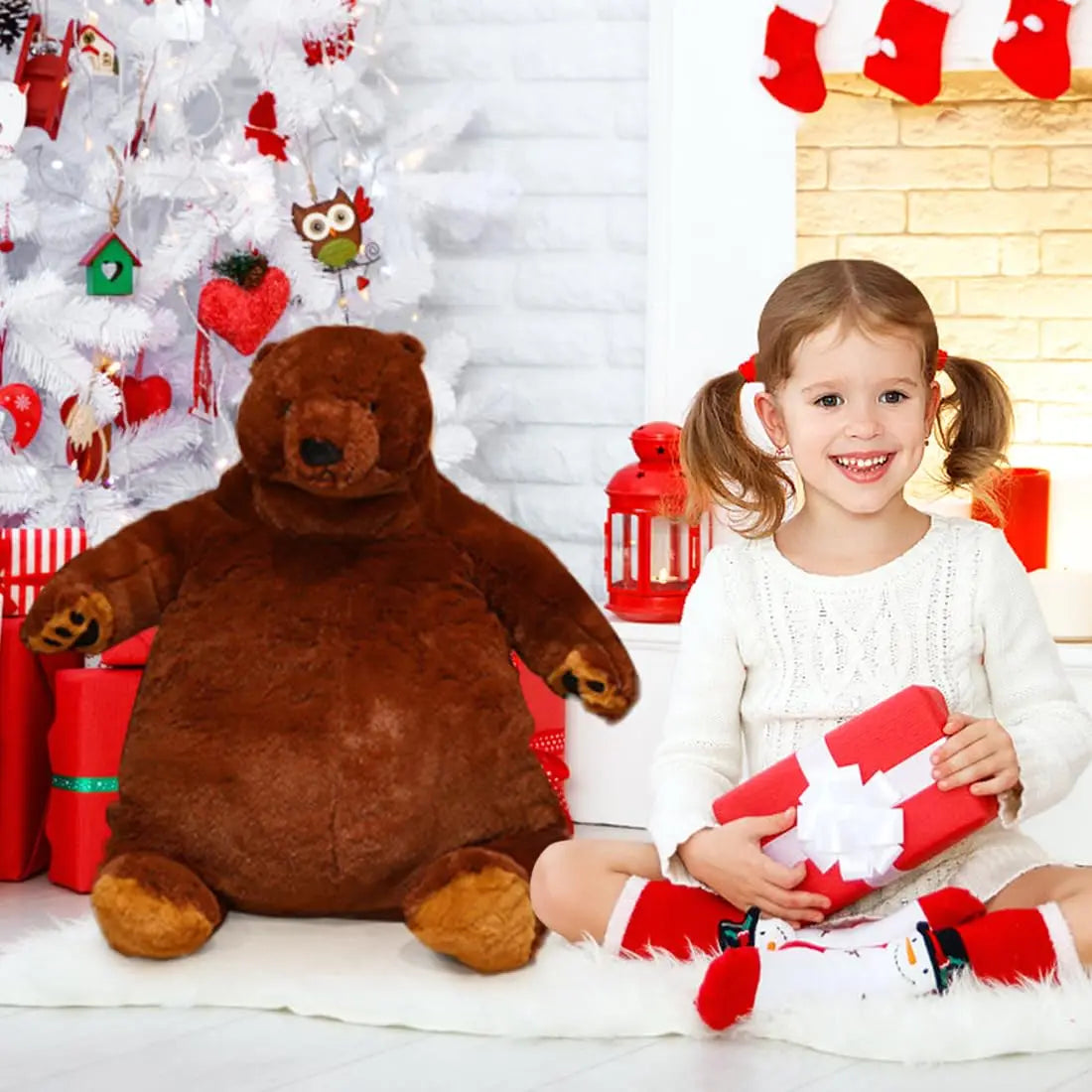 Soft Brown Teddy Bear Plush Pillow 40cm