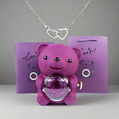 Valentine'S Day Rose Bear Necklace