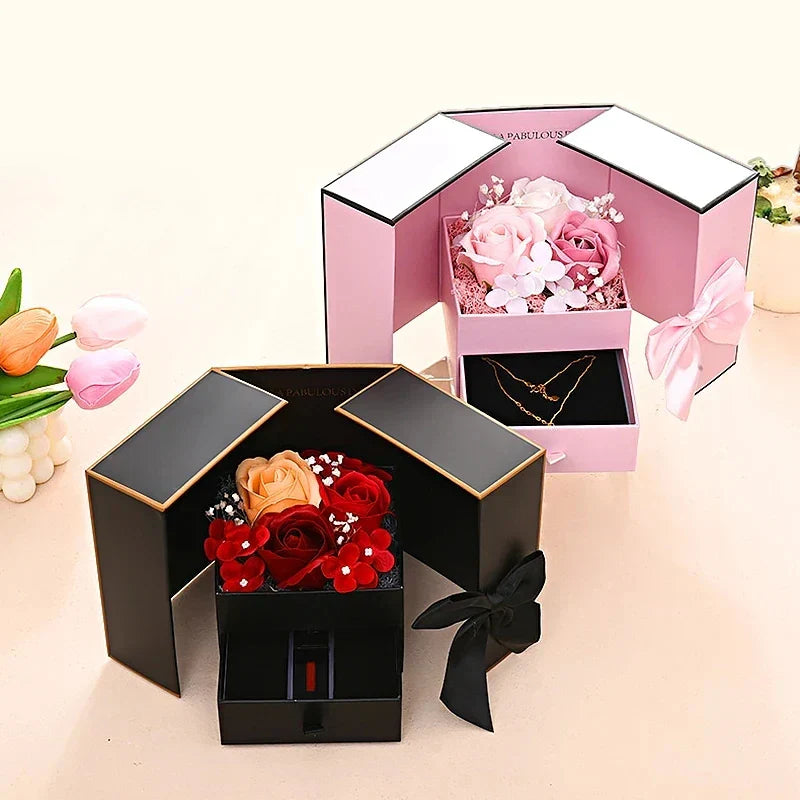 Luxury Rose Jewelry Gift Box With Bow