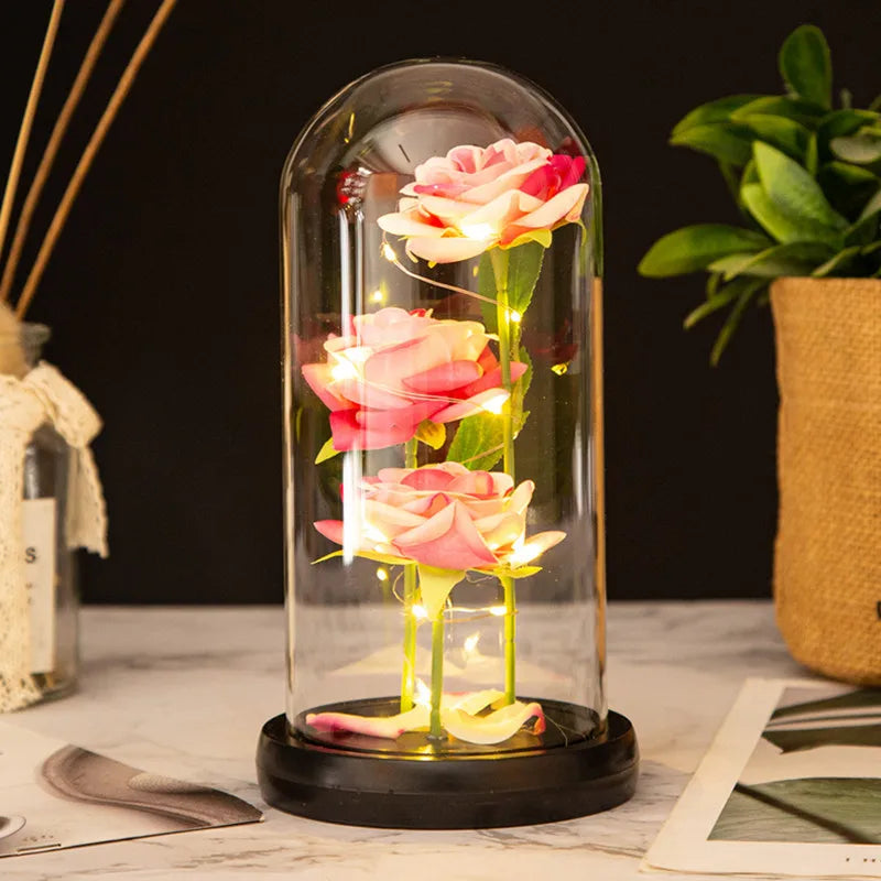 Everlasting LED Rose in Glass Dome - Romantic Gift Decor