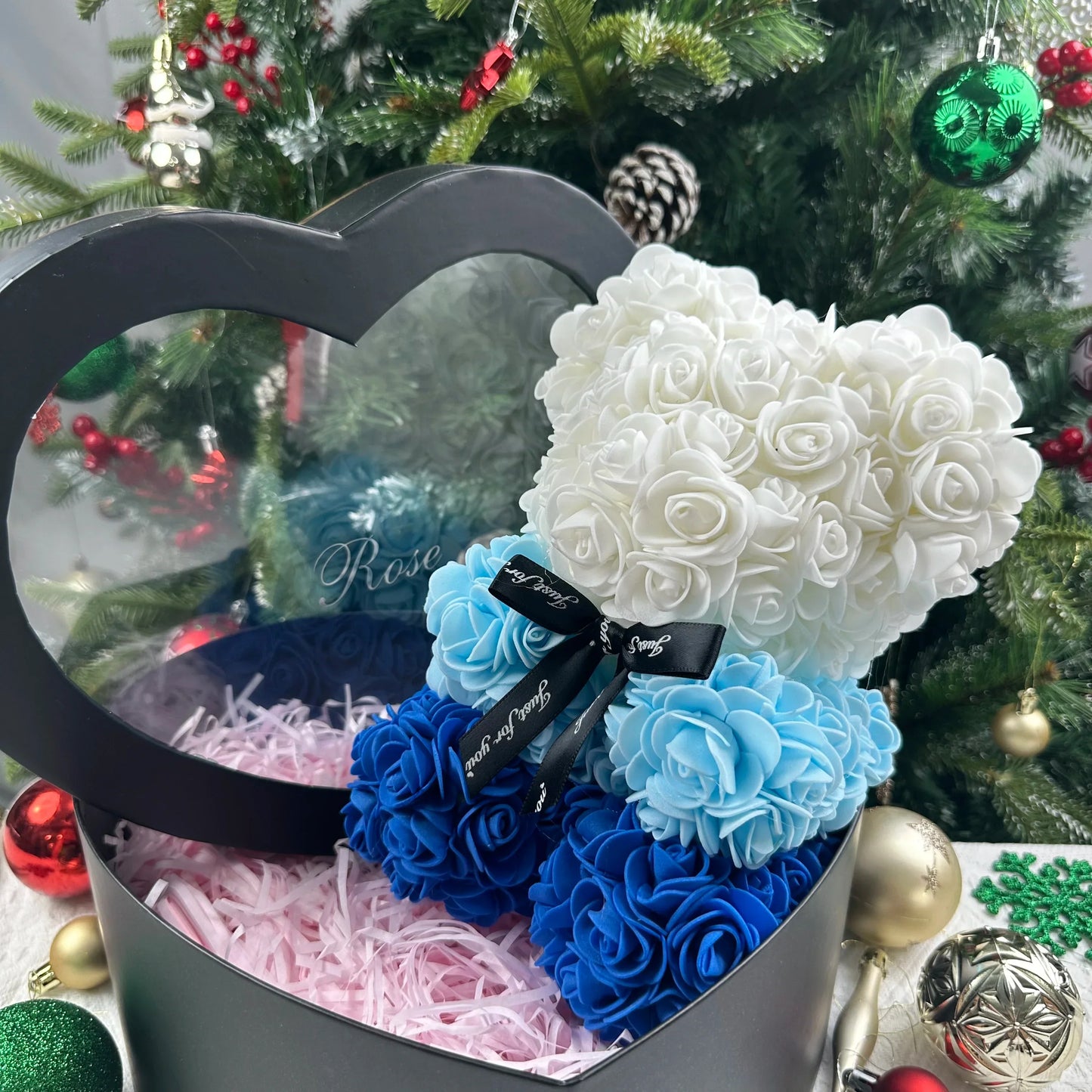Rose Flower Teddy Bear 25cm Romantic Gift with Box