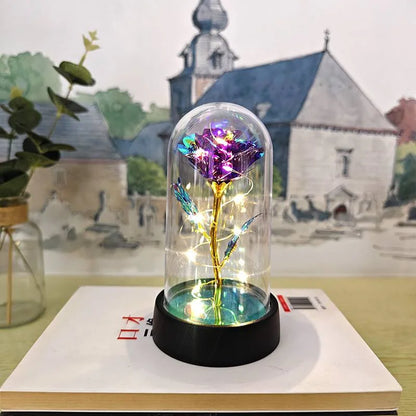 Eternal LED Rose in Glass Dome for Valentine's Day, Wedding, and Romantic Gifts