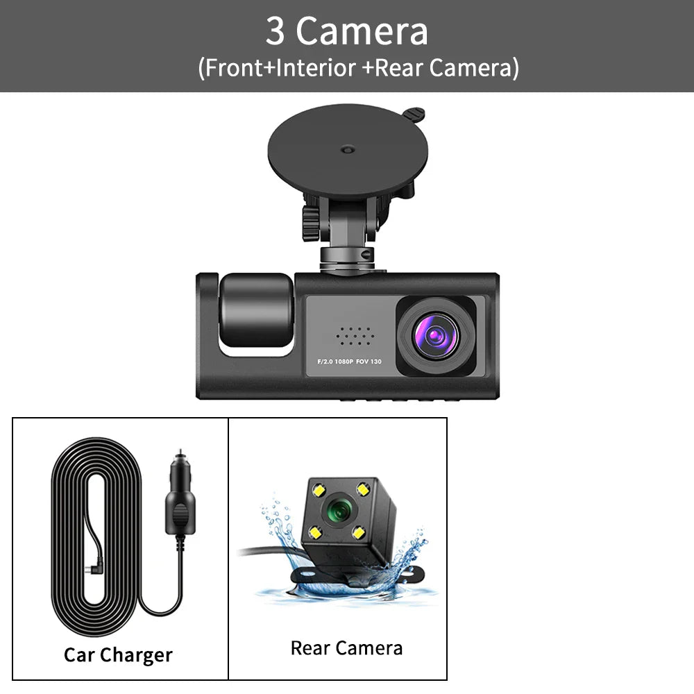 Three Channel Car Hd Dashcam