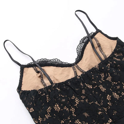 Lace Spaghetti Strap Sleeveless Maxi Dress