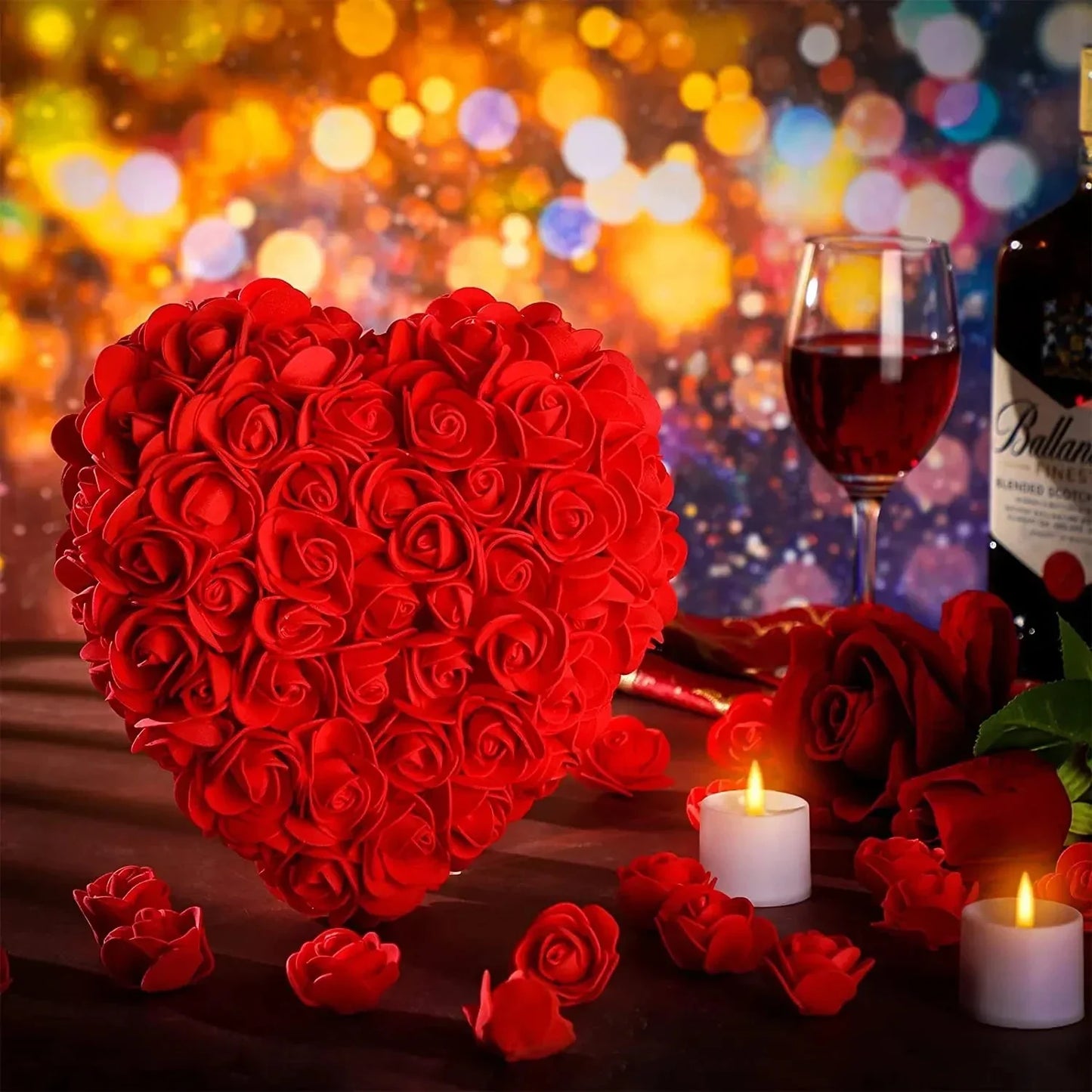 25cm Heart-Shaped Artificial Rose Bouquet for Valentine's Day, Wedding, and Home Decoration