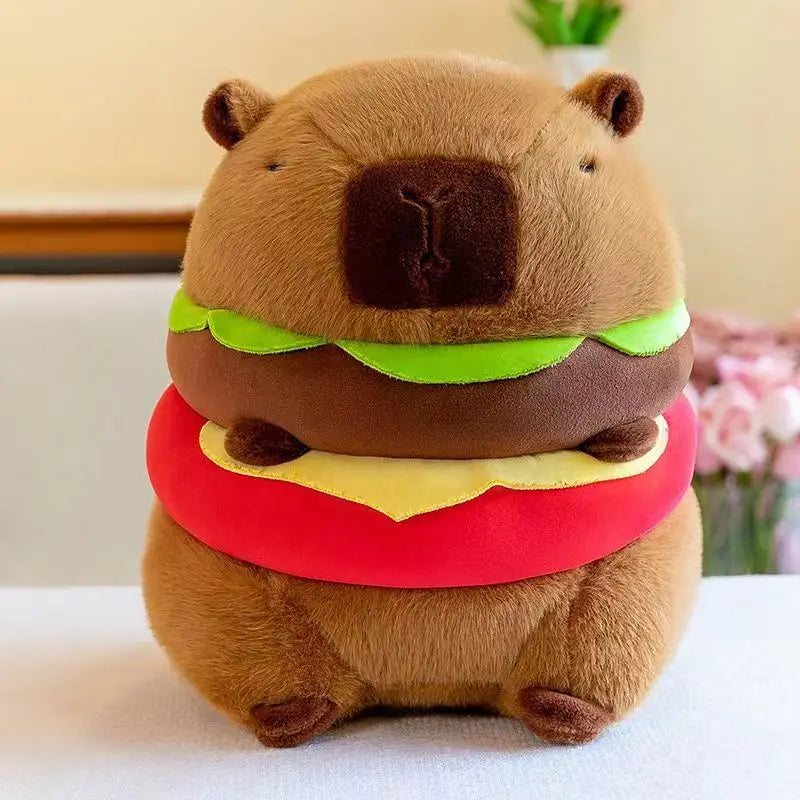 Hamburger Capybara Plush Toy Soft Cute Stuffed Animal Pillow