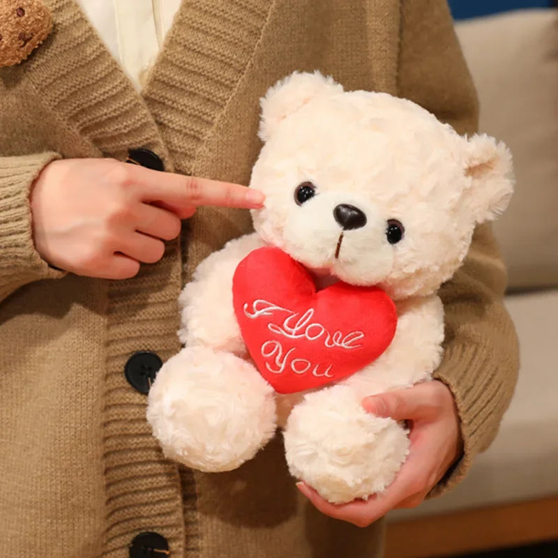 Sitting Bear Plush Toy with Heart Gift for Her