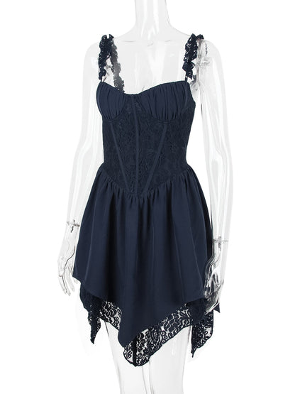 Blue Frill Layered Mini Dress