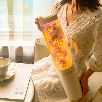 Charming Rose Bouquet Soap Flower Gift Box with LED Light for Valentine's Day and Special Occasions