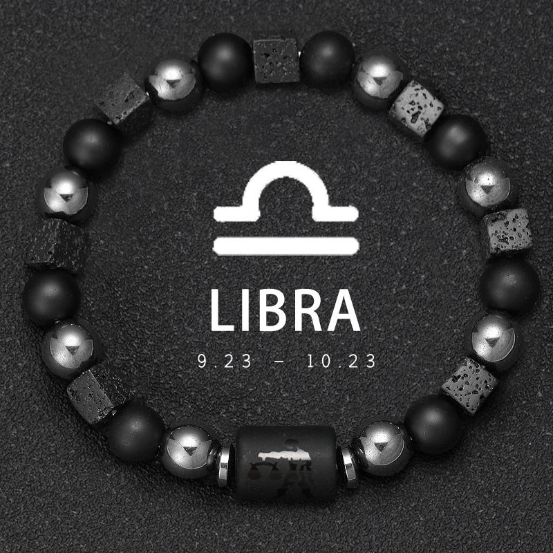 12 Zodiac Natural Stone Beaded Bracelet