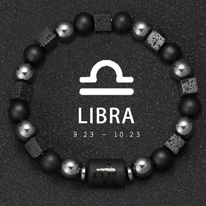 12 Zodiac Natural Stone Beaded Bracelet