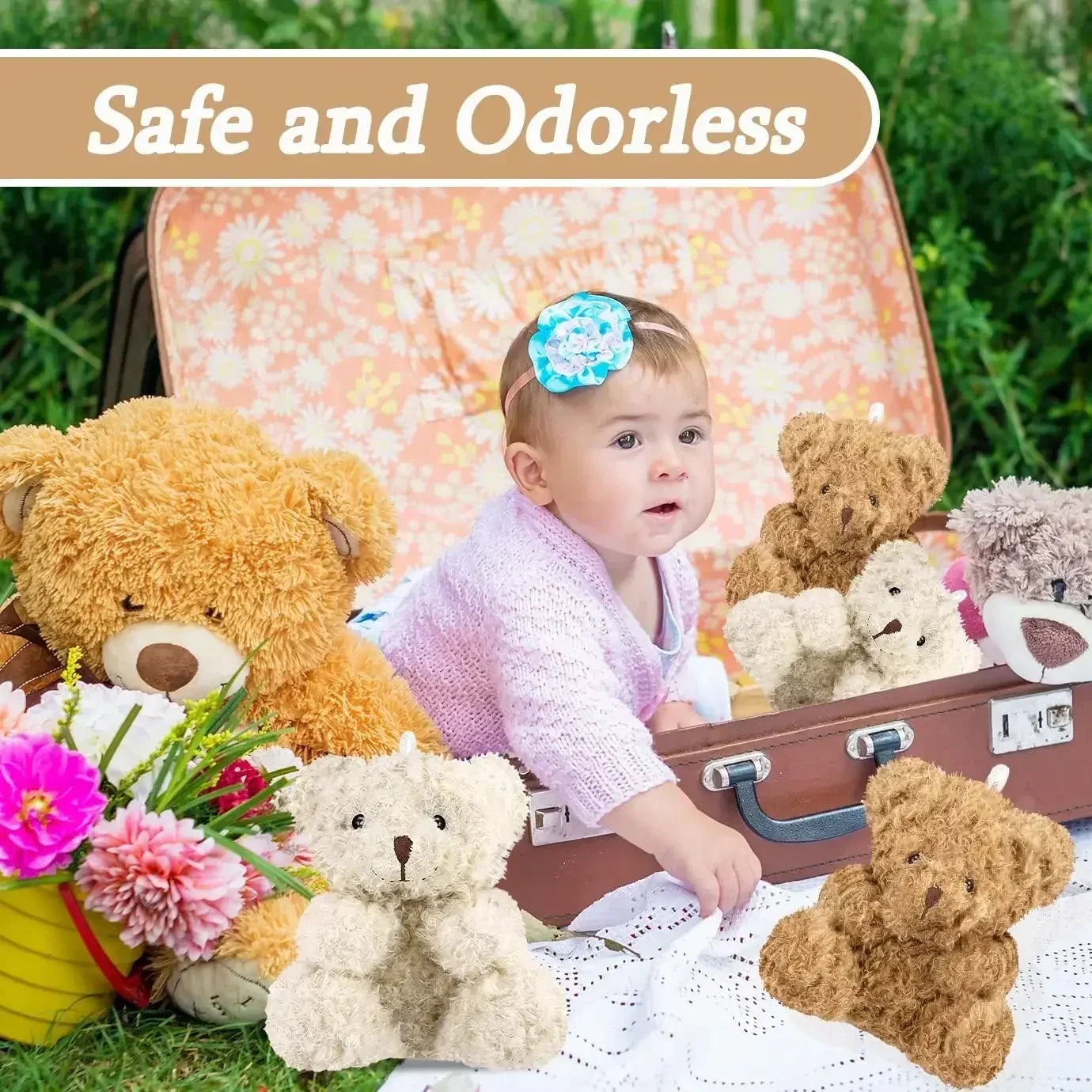 Mini Teddy Bear Plush Toys 4 Inch - Soft Stuffed Bears for Party Favors and DIY Gifts