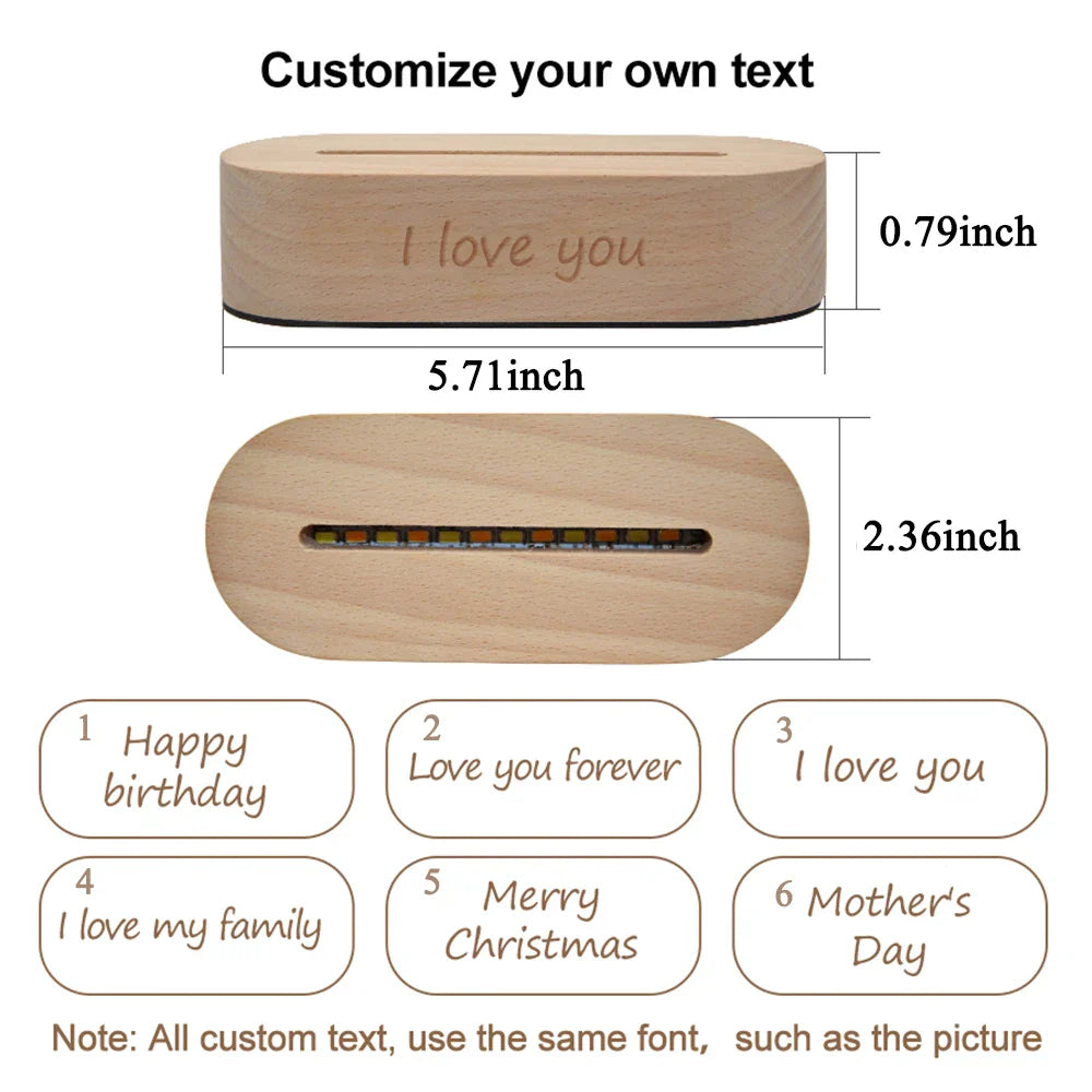 Personalized 3D Photo Night Light with Custom Text