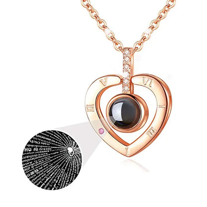 Custom Photo Projection Heart Necklace Gift Set