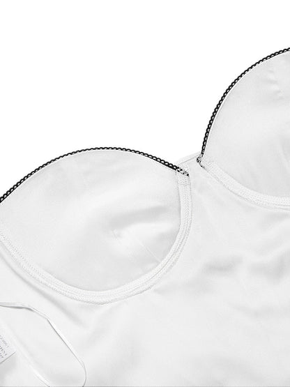 Contrast Satin Bustier Corset Top
