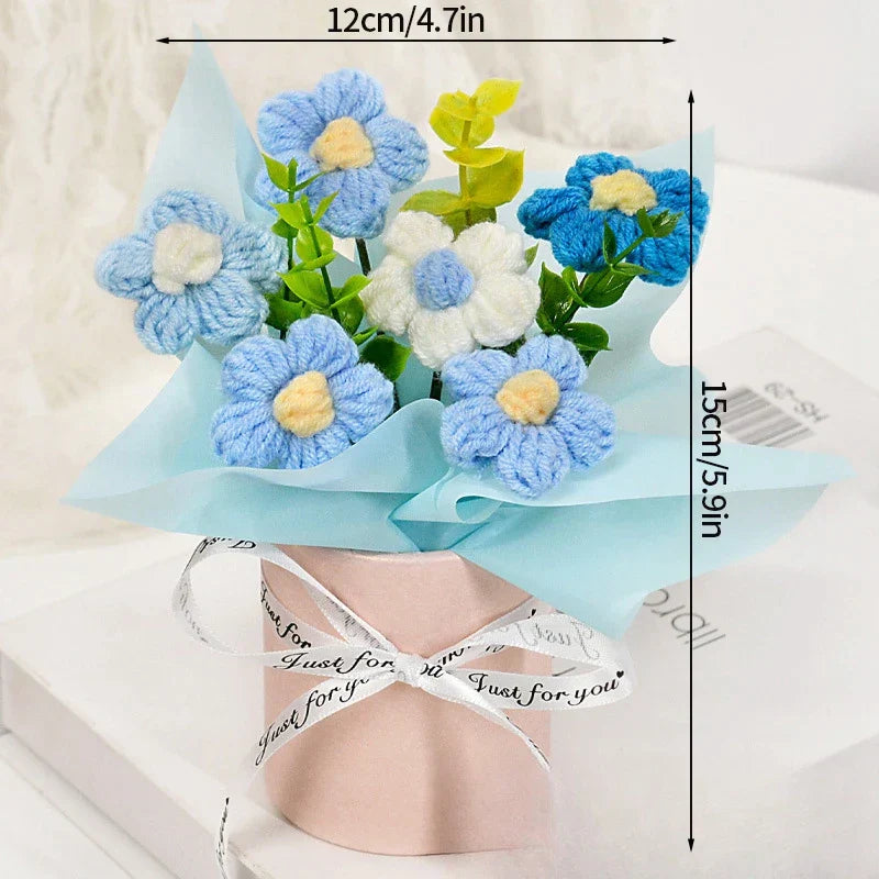 Hand-Woven Rose Flower Bouquet Artificial Flowers for Birthday and Valentine's Day