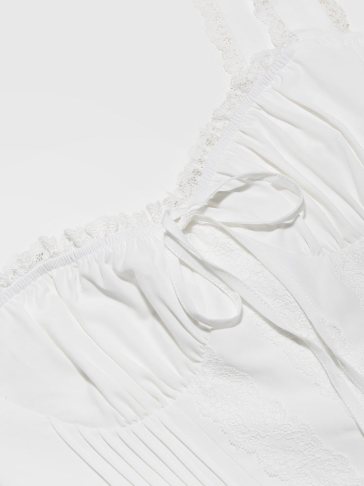 White Corset Lace Flare Mini Dress