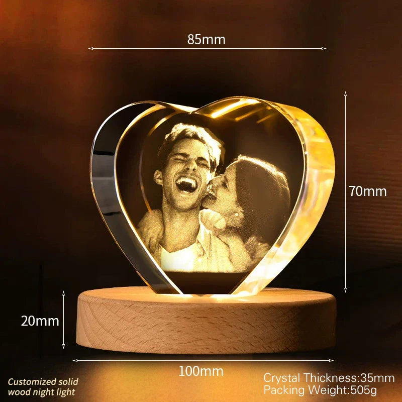 Personalized Heart Crystal Photo Keepsake