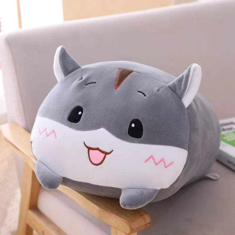Huge Plush Animal Pillows - Adorable Cat, Piggy & Hamster Cushions