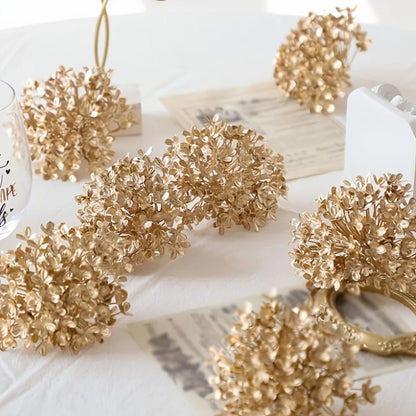 6pcs Gold Dried Hydrangea Flowers Luxury Artificial Decor for Home and Events