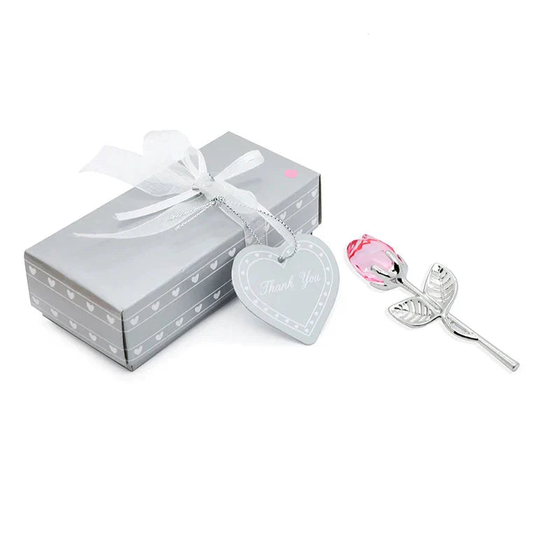 Crystal Rose Gold and Silver Artificial Flower Gift Box