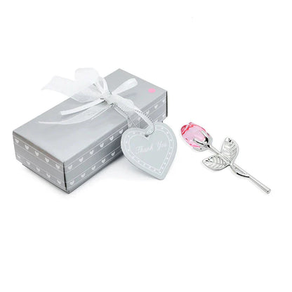Crystal Rose Gold and Silver Artificial Flower Gift Box