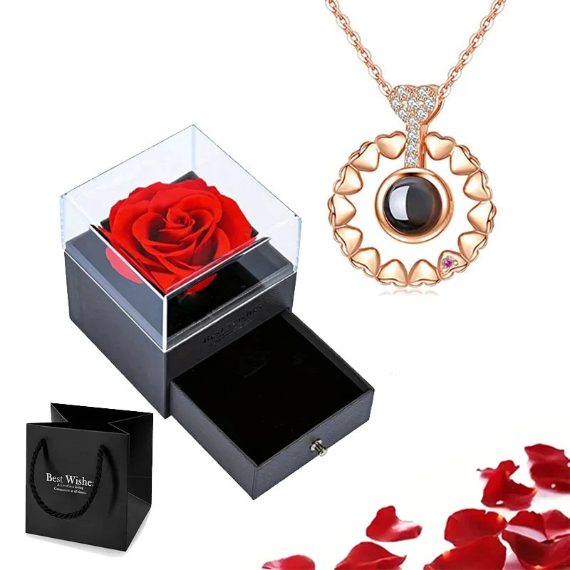Custom Photo Projection Heart Necklace Gift Set