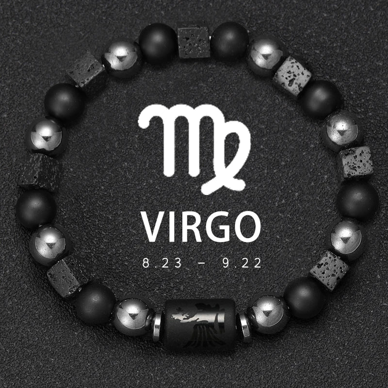 12 Zodiac Natural Stone Beaded Bracelet