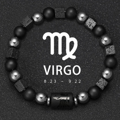 12 Zodiac Natural Stone Beaded Bracelet