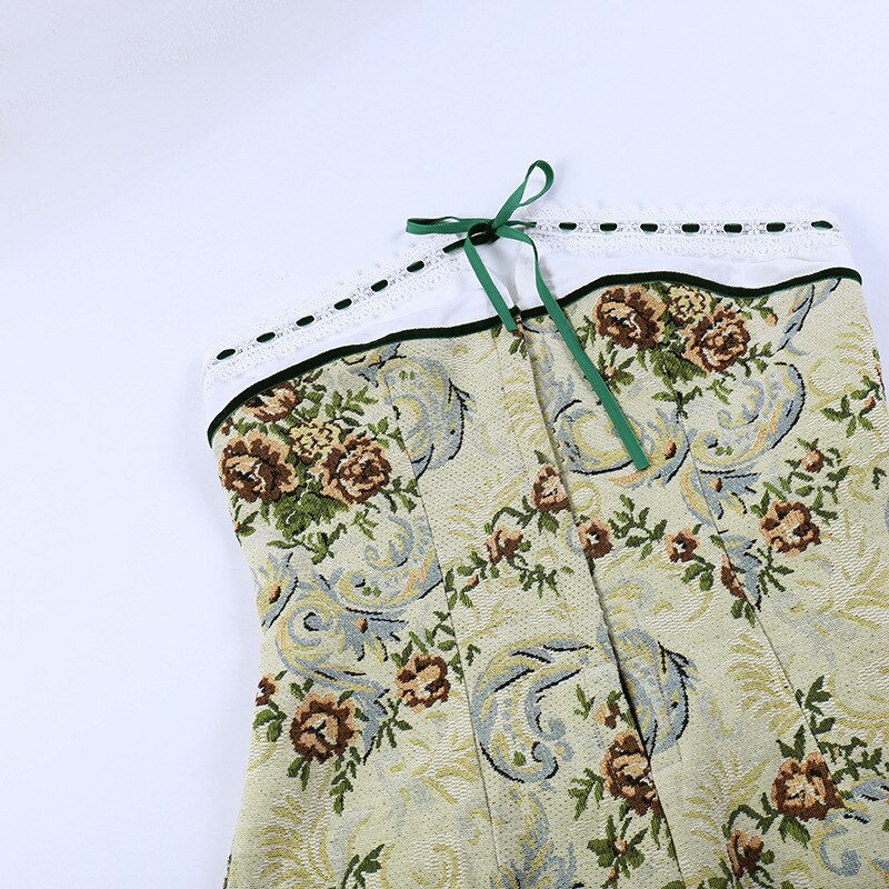 Floral Printed Lace Up Tube Mini Dress