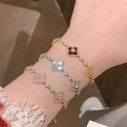Pink Floral Charm Bracelet