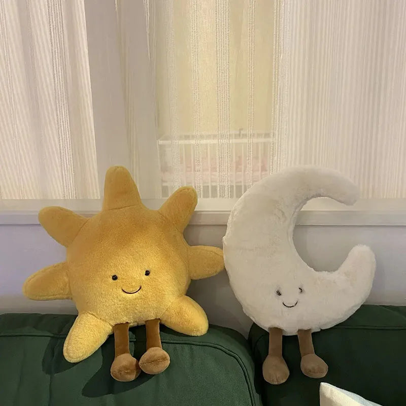 Moon & Sun Plushie: Adorable Weather Decor for Kids' Rooms & Sofas