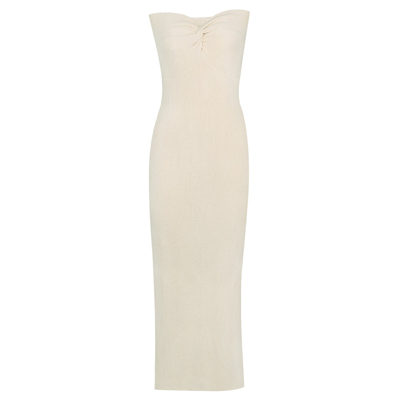 Knit Twisted Tube Midi Dress