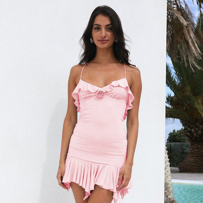 Frill Hem Strappy Mini Dress