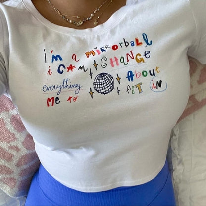 Letter Graphic Print Crop Top