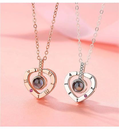 100 Languages Love Projection Heart Necklace