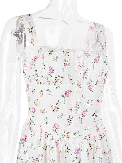 Strappy Corset Flowy Midi Dress With Pocket