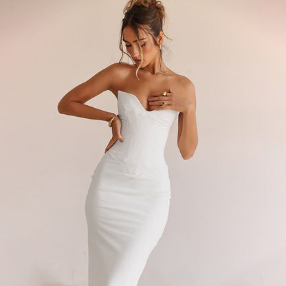 Strapless Sweetheart Neckline Bodycon Maxi Dress