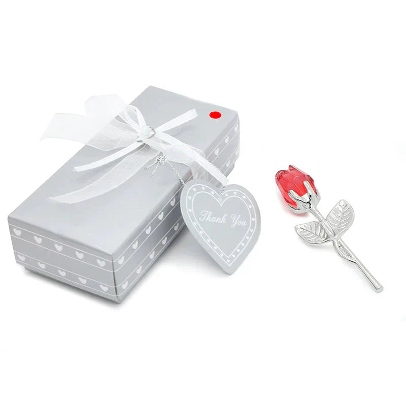 Crystal Rose Gold and Silver Artificial Flower Gift Box