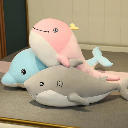 Kawaii Dolphin & Whale Shark Plush Toy - Soft, Cute Animal Pillow for Kids
