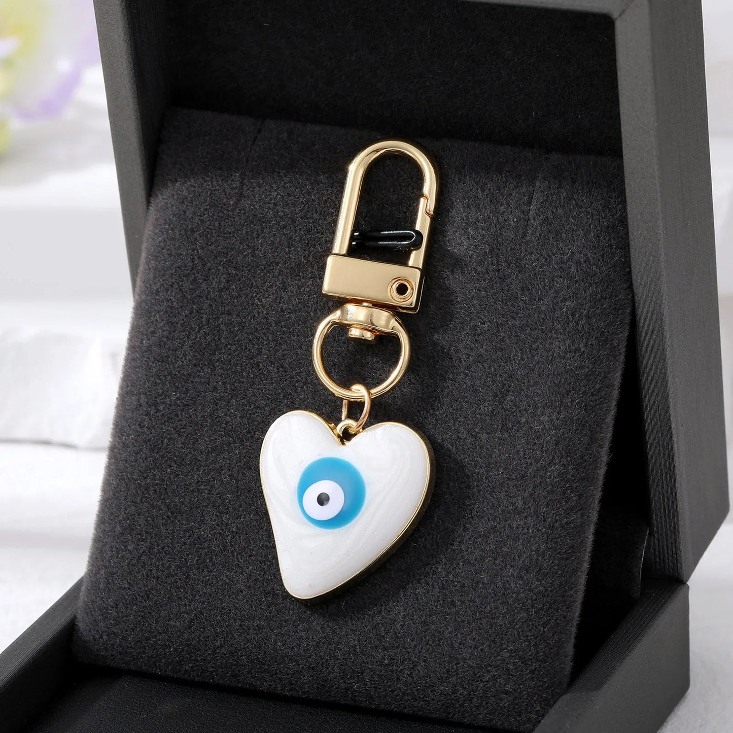 Turkish Heart Evil Eye Enamel Pendant Keychains