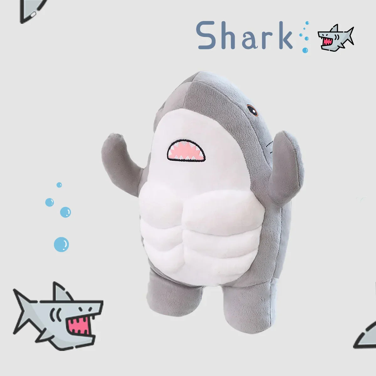 Adorable Muscle Shark Plush Toy - Soft Stuffed Animal for Kids' Sleep & Play