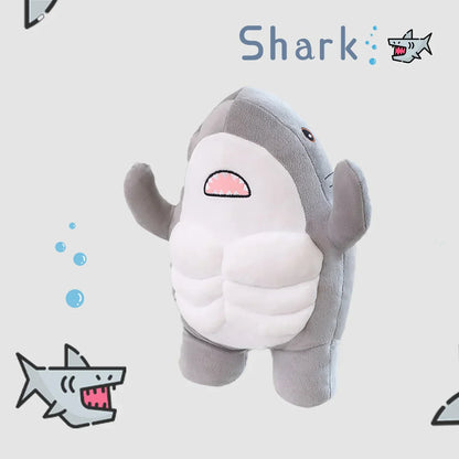 Adorable Muscle Shark Plush Toy - Soft Stuffed Animal for Kids' Sleep & Play