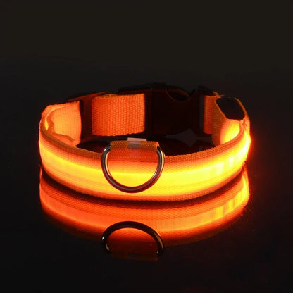 LED Nylon Dog Collar Night Safety Flashing Glow Luminous