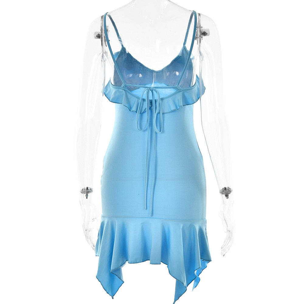 Frill Hem Strappy Mini Dress