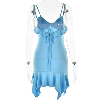 Frill Hem Strappy Mini Dress