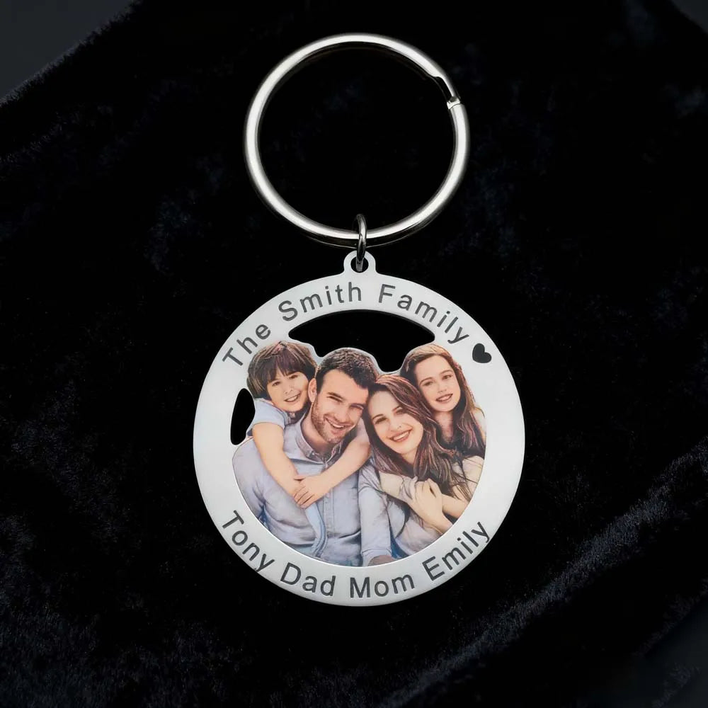 Personalized Photo Keychain for Family Couples and Pets